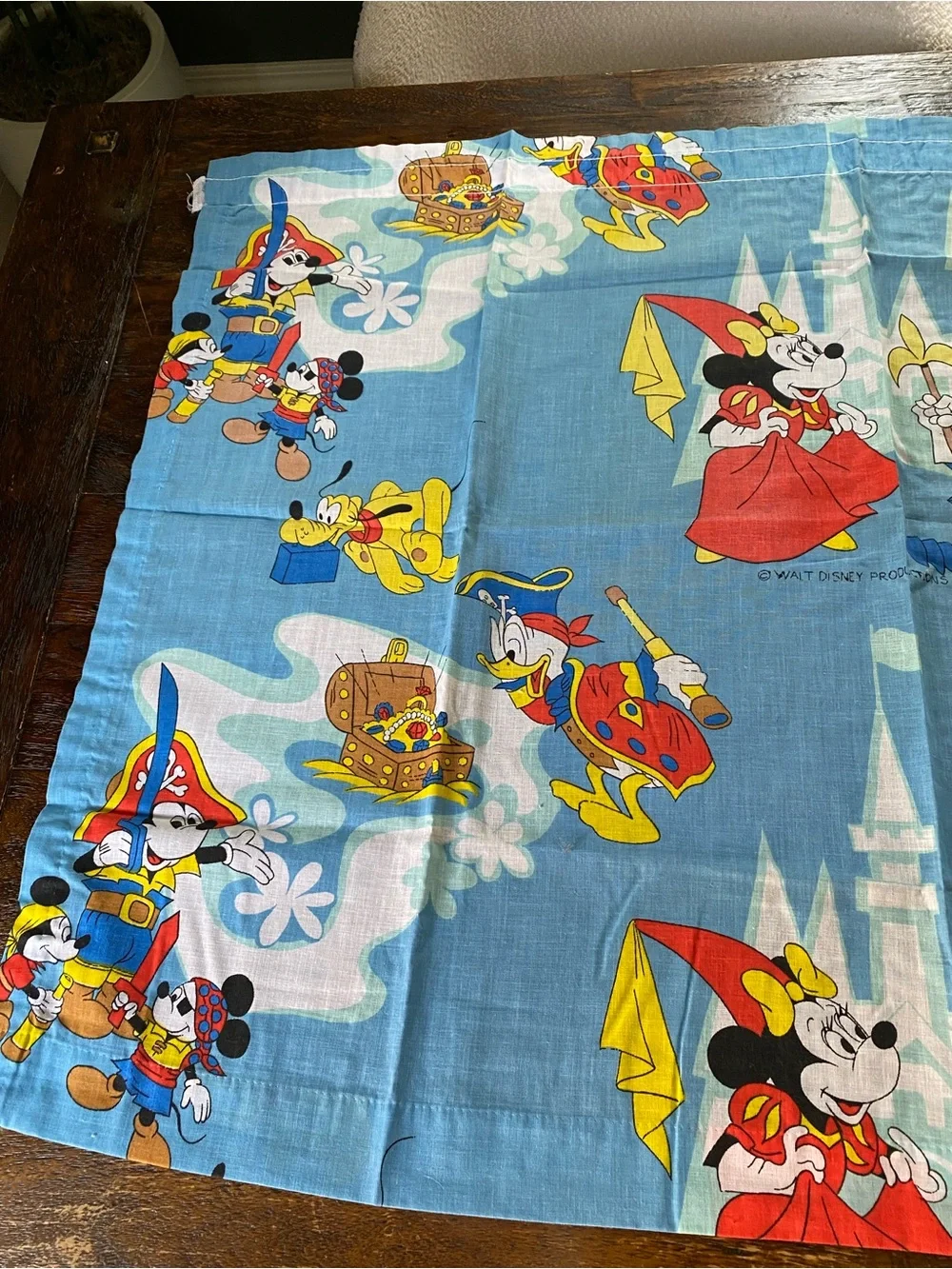 Vintage 1960s Set of 3 Walt Disney Mickey Mouse Disneyland Curtain Panels